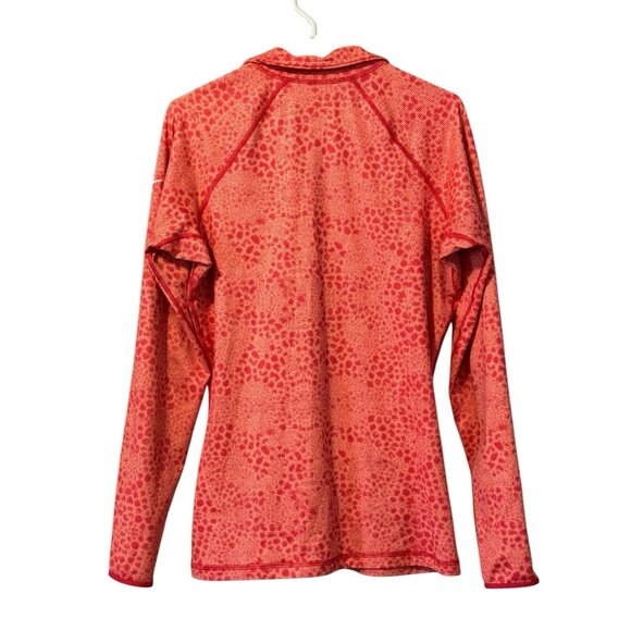 Nike Pro Women’s Large Running Shirt Peach ISH PinkDri-Fit Patterned Quarter Zip - Picture 2 of 14